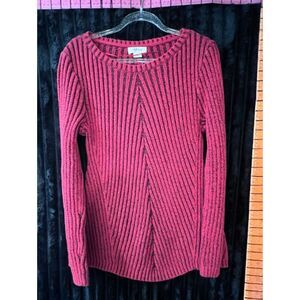 Style & Co Women’s Med Red Black Ribbed Chevron Sweater Long Sleeve